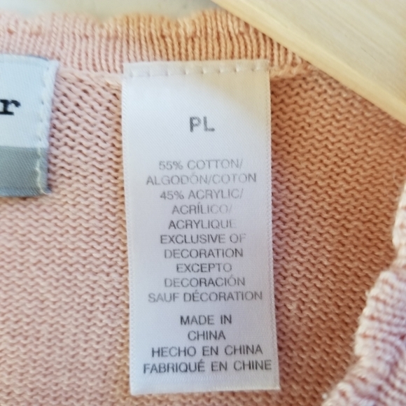 Alfred Dunner Petite‎ Large Peach Embroidered Floral Sweater V-neck Cottagecore - Picture 4 of 12